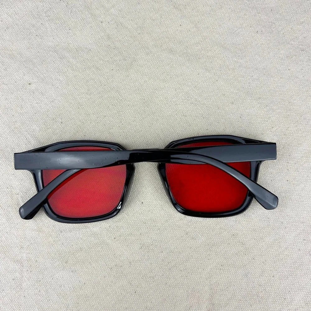 Vintage unique retro style black rounded square sunglasses cyber grunge techno